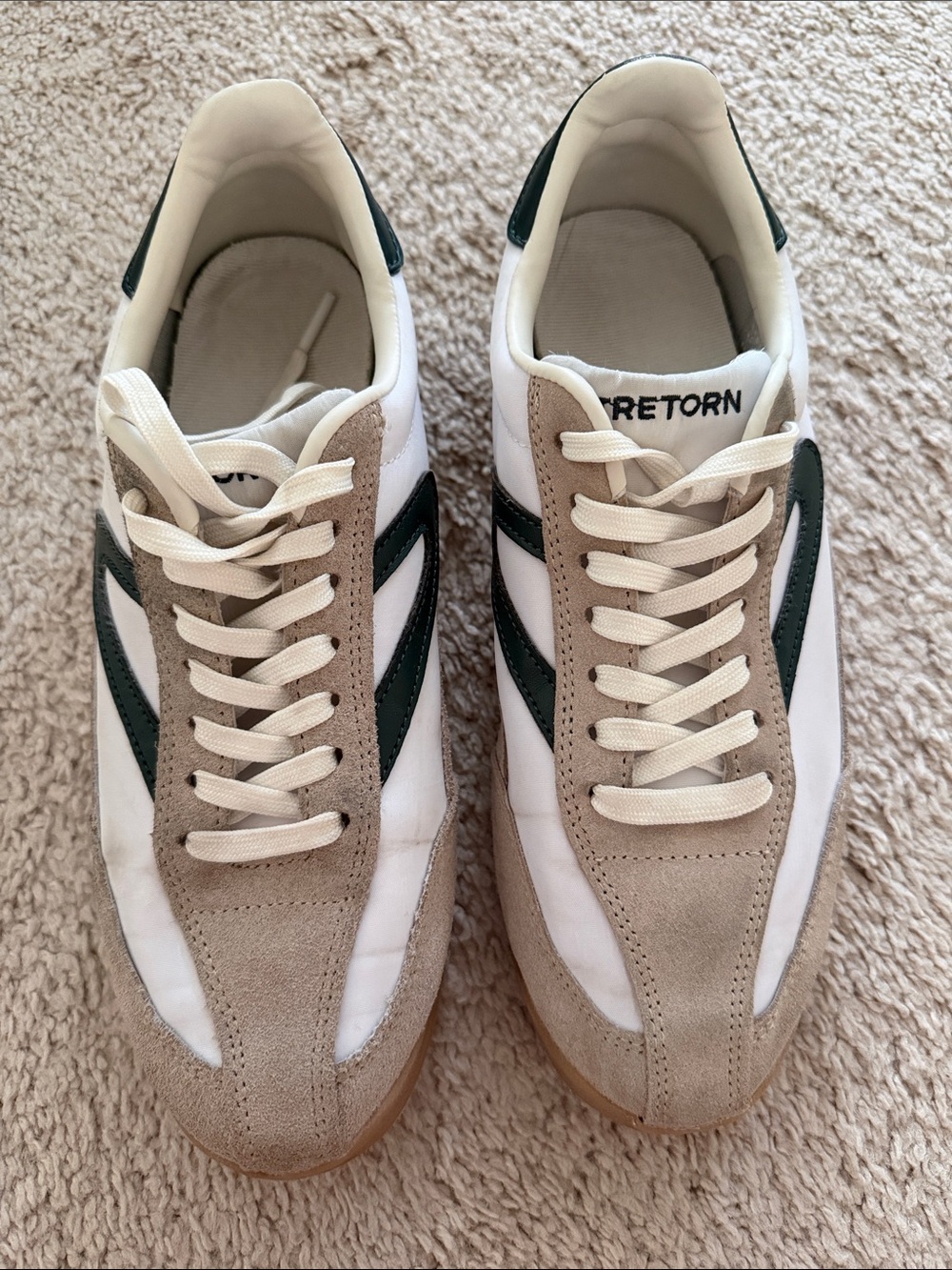 Tretorn Women’s
Sneakers in White, Tan & Dark Green